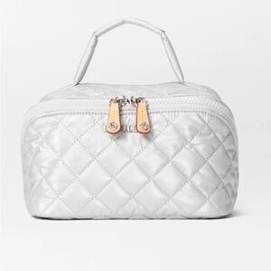 NWT MZ Wallace Metro Accordion II Cosmetic Case in Oyster Mettalic
